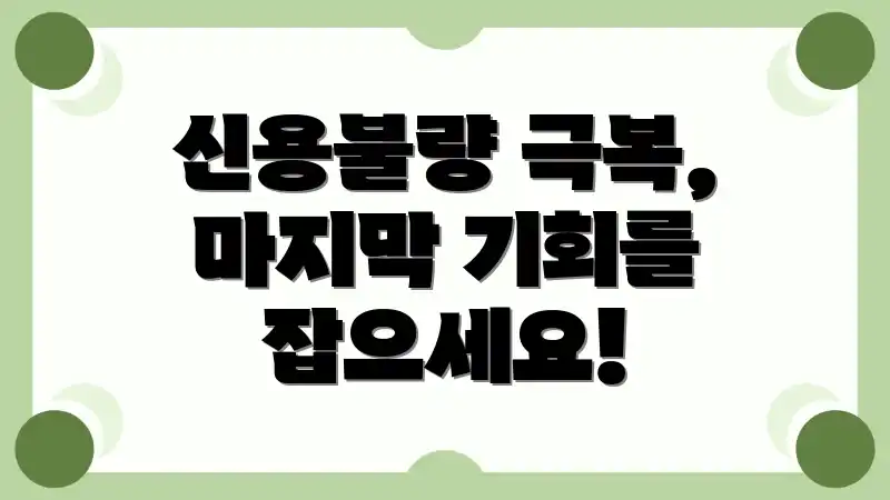 신용불량 극복, 마지막 기회를 잡으세요!