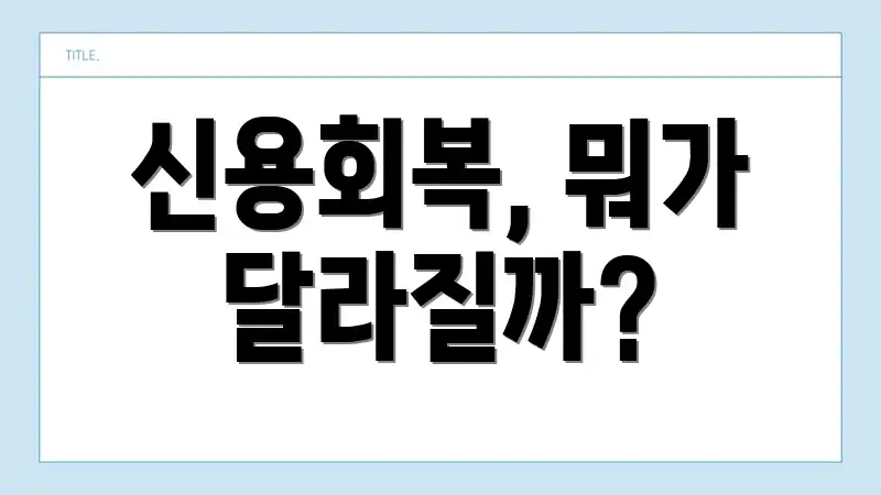 신용회복, 뭐가 달라질까?